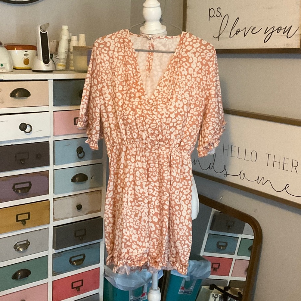 Pink and White Leopard Print Dress